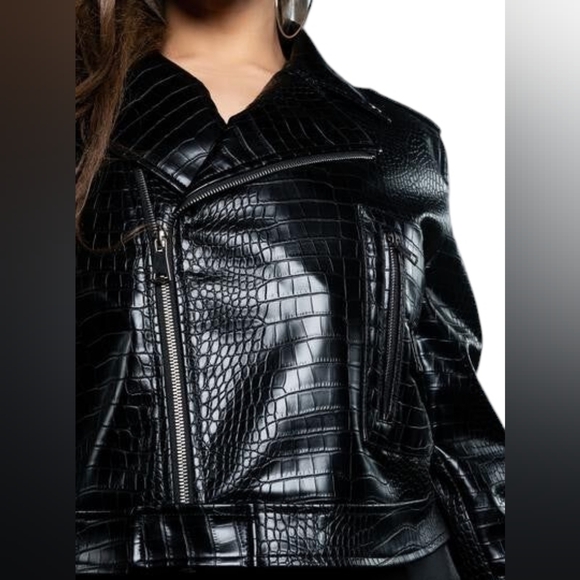Azalea Wang Croc It To Me Faux Leather Jacket - Picture 6 of 10